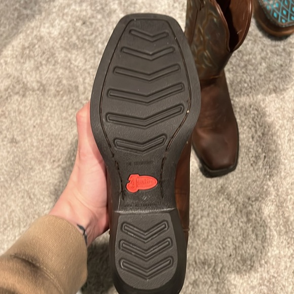 Justin L2552 Western Cowboy Boots Apache Brown Leather Turquoise Size 7B - Picture 9 of 9